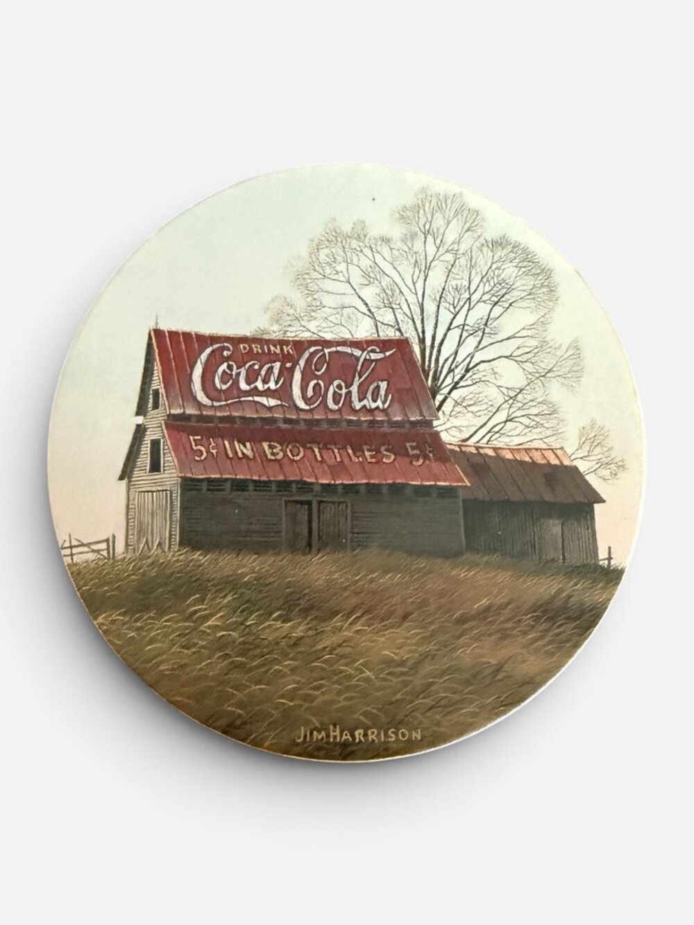 Jim Harrison Coca-Cola Barn Coasters Set of 4 Vintage Advertising 5¢ Coke